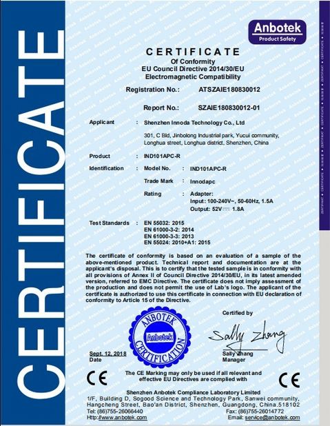 中国 Shenzhen Innoda Technology Co., Ltd. CN 認証