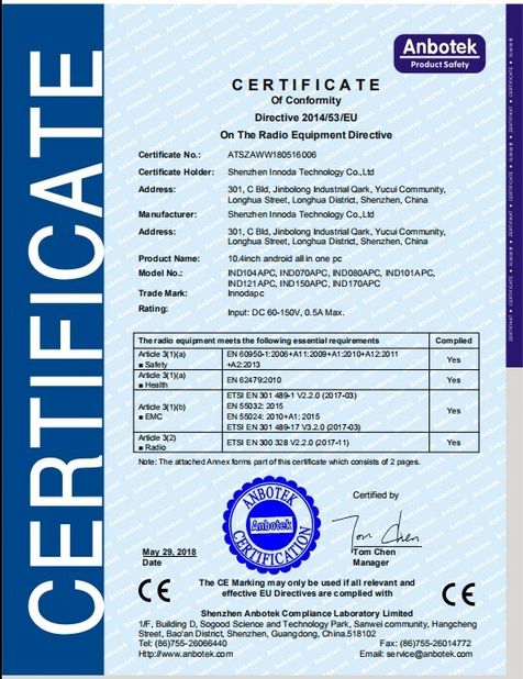 中国 Shenzhen Innoda Technology Co., Ltd. CN 認証